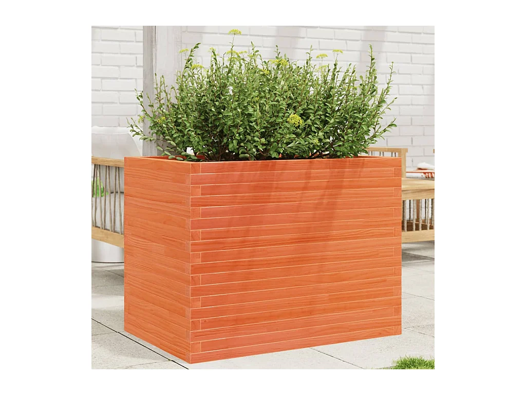 Jardinière cire marron 90x60x68,5 cm bois de pin massif