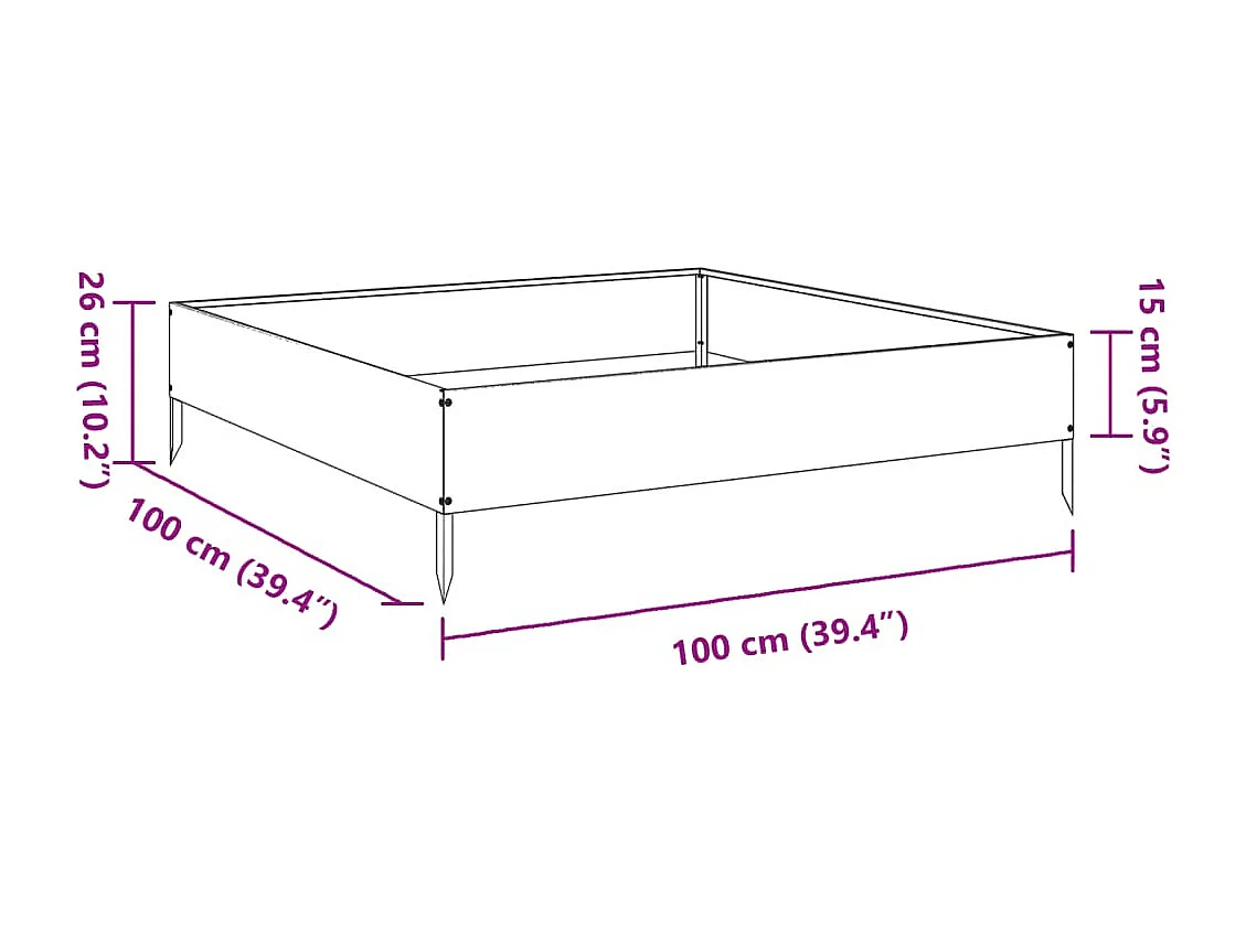 Lit surélevé de jardin blanc 100x100x26 cm acier