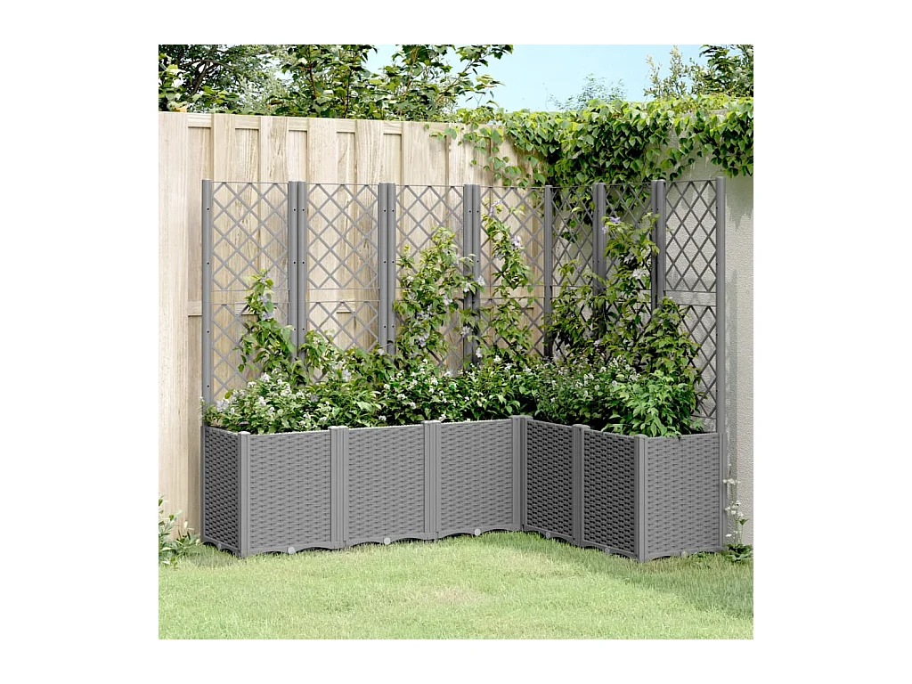 Fioriera Giardino con Graticcio Grigio Chiaro 160x120x140 cm PP