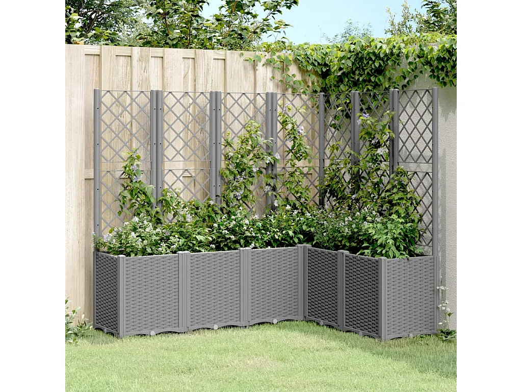 Jardinière avec treillis gris clair 160x120x140 cm PP