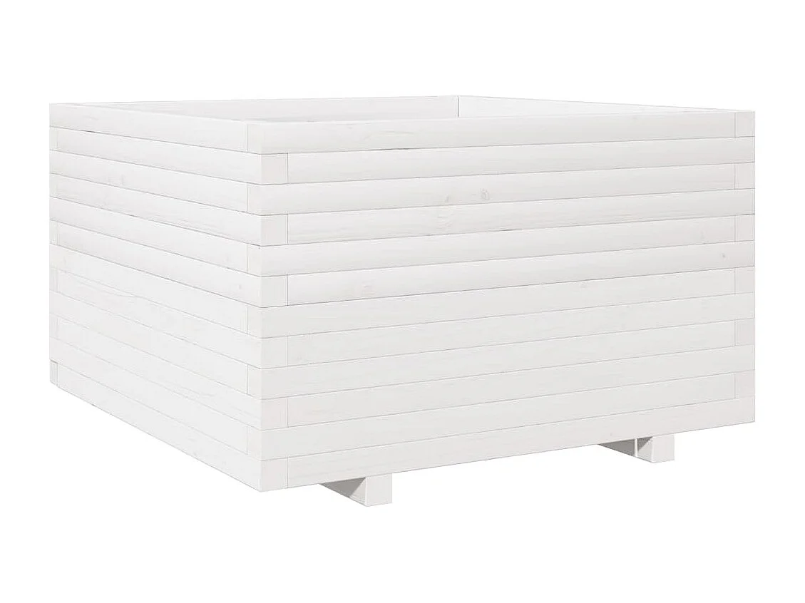 Jardinière blanc 80x80x49,5 cm bois de pin massif