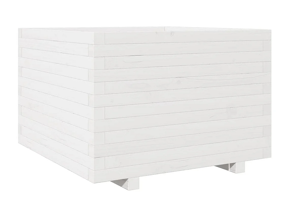 Jardinière blanc 70x70x49,5 cm bois de pin massif