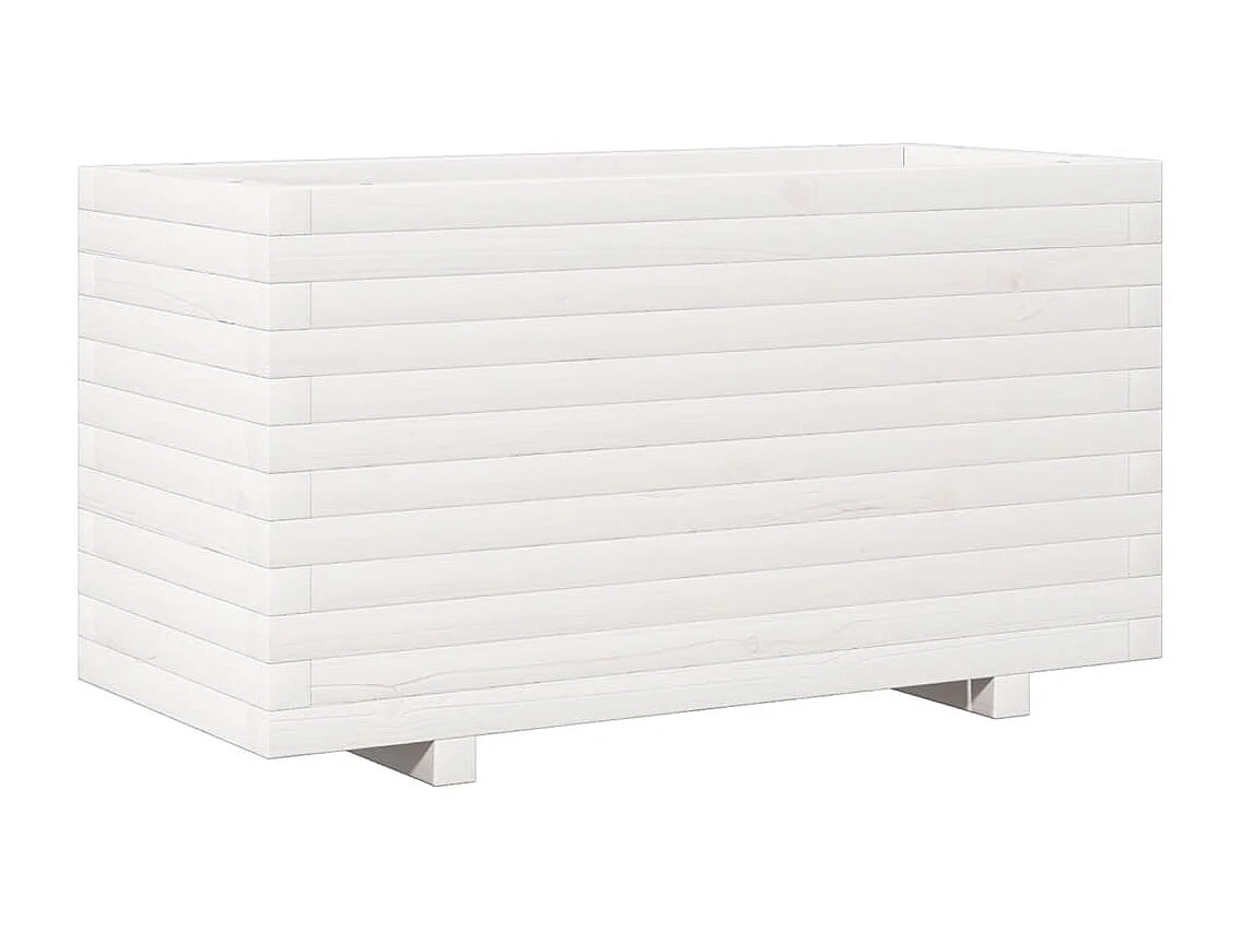 Jardinière blanc 90x40x49,5 cm bois de pin massif