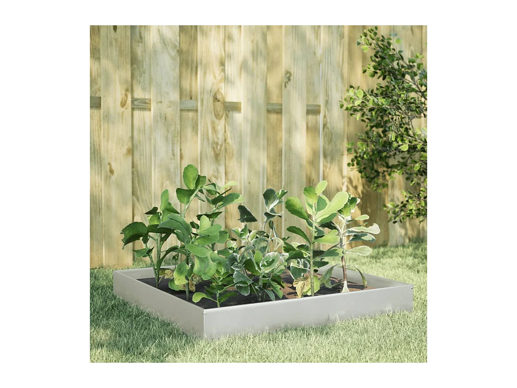 Lit surélevé de jardin 100x100x26 cm acier inoxydable