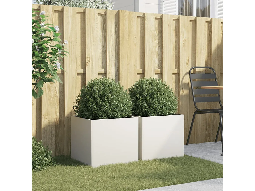 Jardinières 2 pcs blanc 42x40x39 cm acier