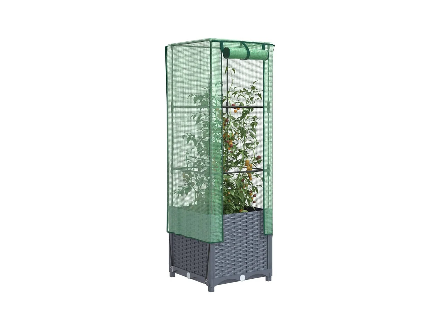 Letto Rialzato con Copertura Serra Effetto Rattan 40x40x139 cm