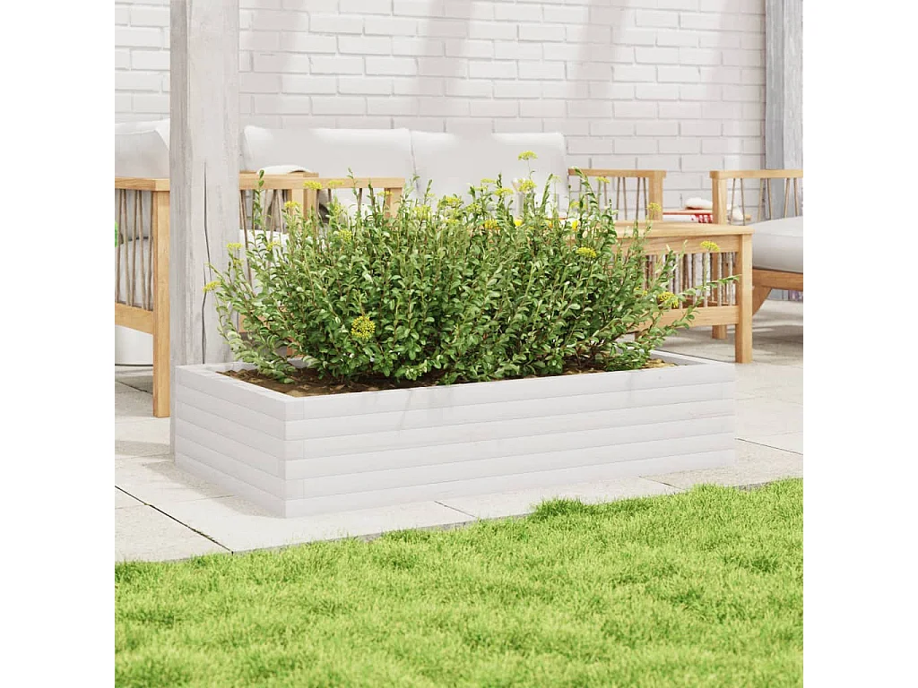 Plantenbak 110x60x23 cm massief grenenhout wit