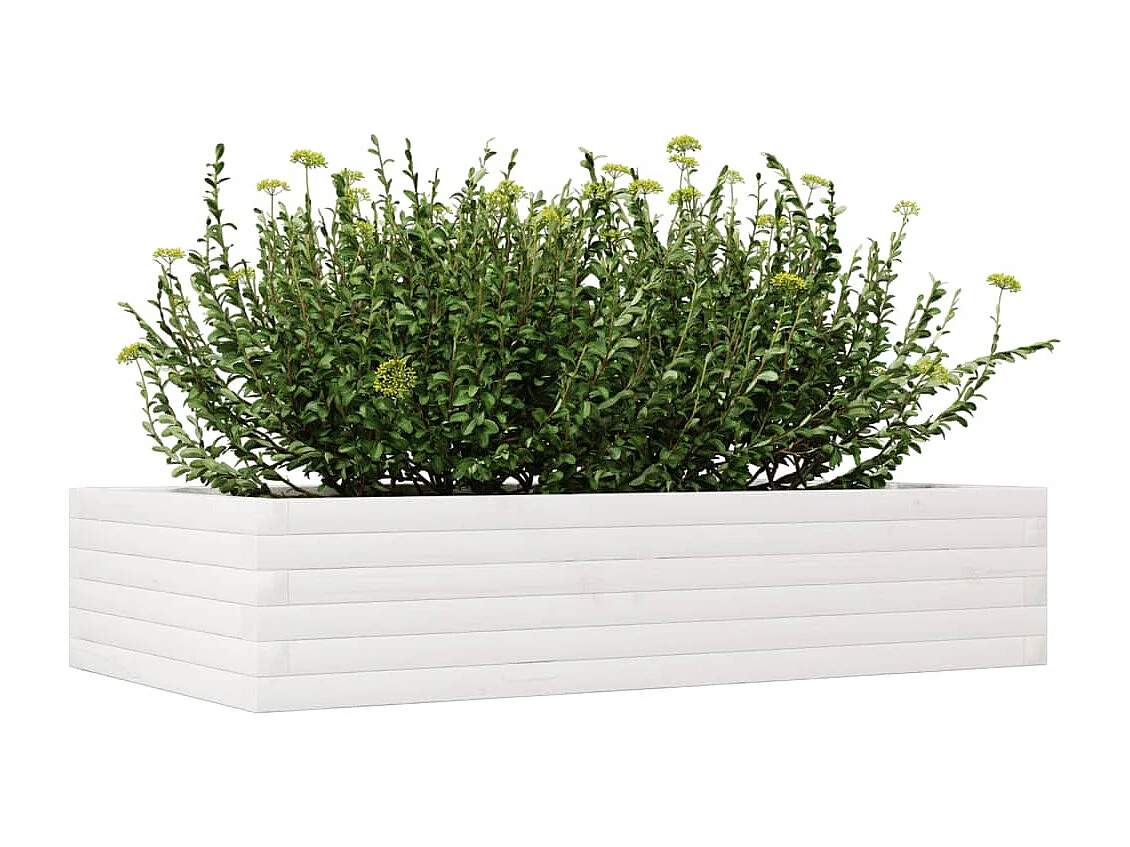 Jardinière blanc 110x60x23 cm bois de pin massif