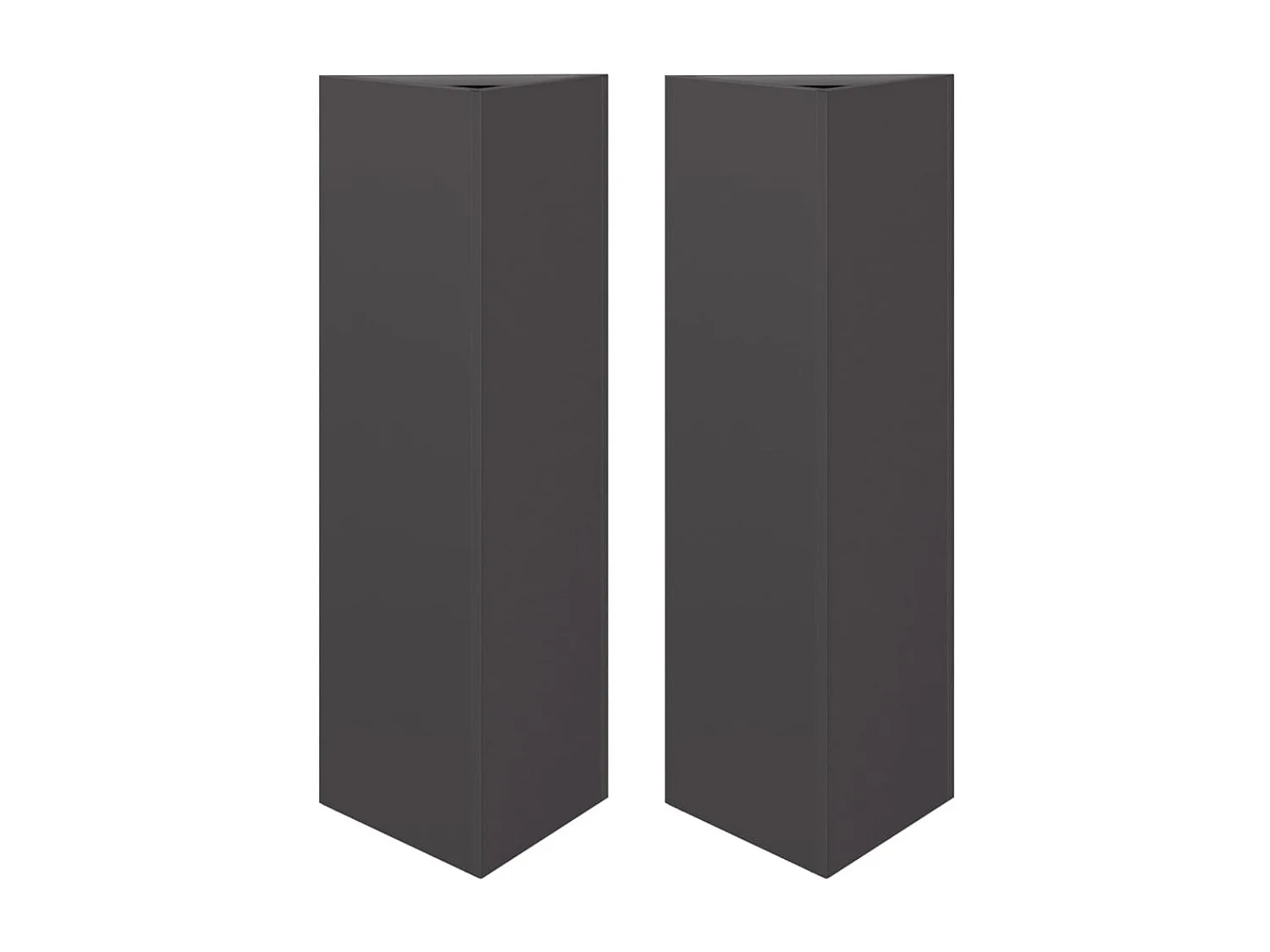 Vaso/floreira de jardim triangular 2 pcs 30x26x75 cm aço preto