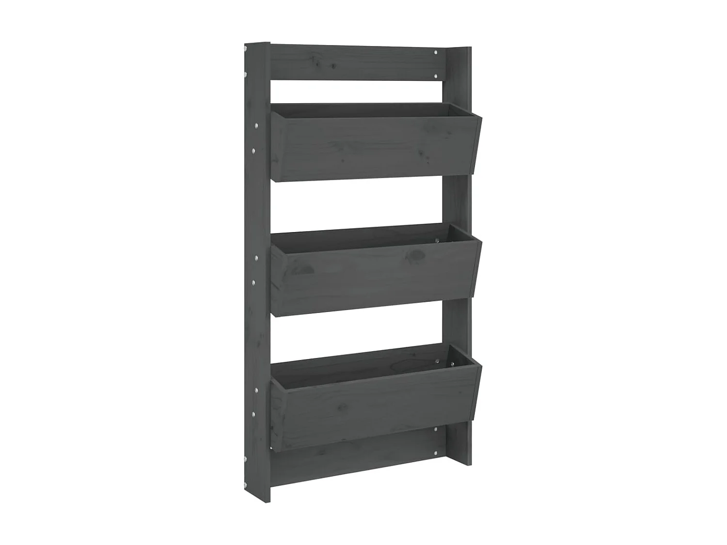 Fioriera Muro 3Ripiani Grigia 60x18,5x110cm Legno Massello Pino