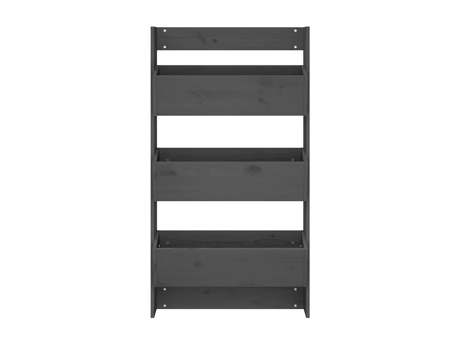 Fioriera Muro 3Ripiani Grigia 60x18,5x110cm Legno Massello Pino