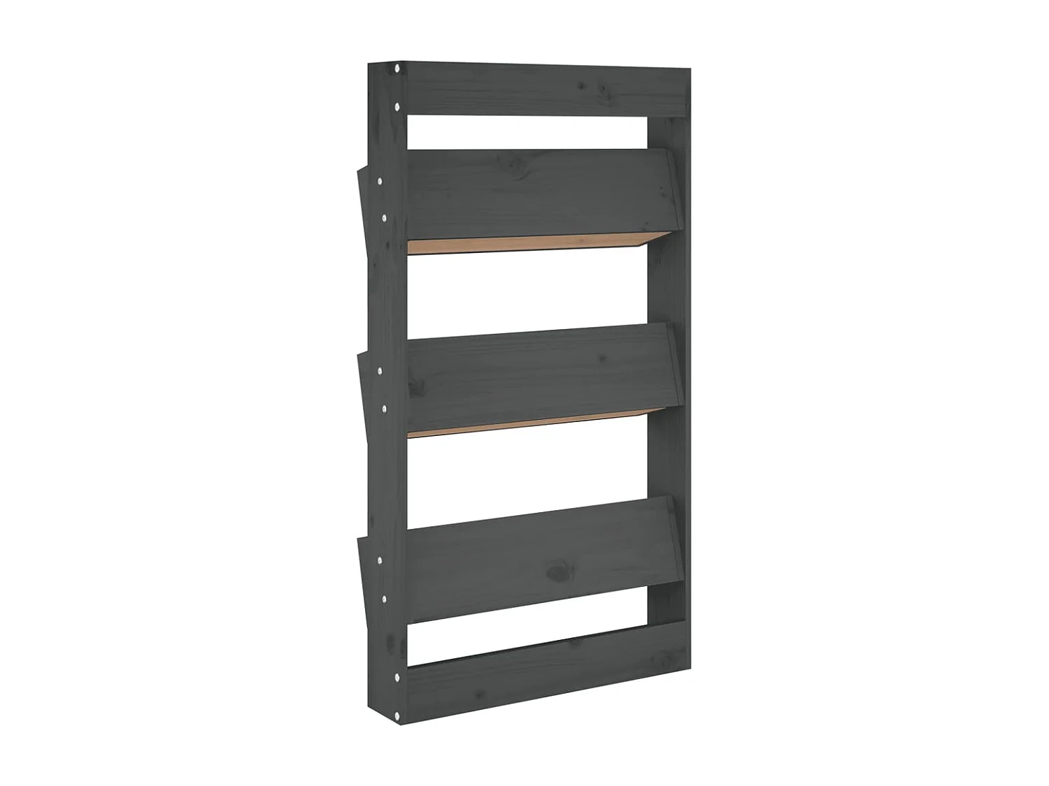 Fioriera Muro 3Ripiani Grigia 60x18,5x110cm Legno Massello Pino