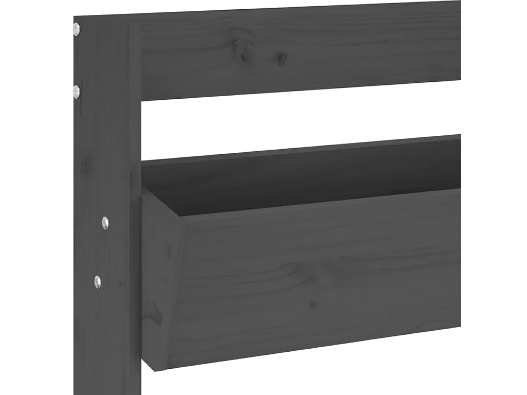 Fioriera Muro 3Ripiani Grigia 60x18,5x110cm Legno Massello Pino