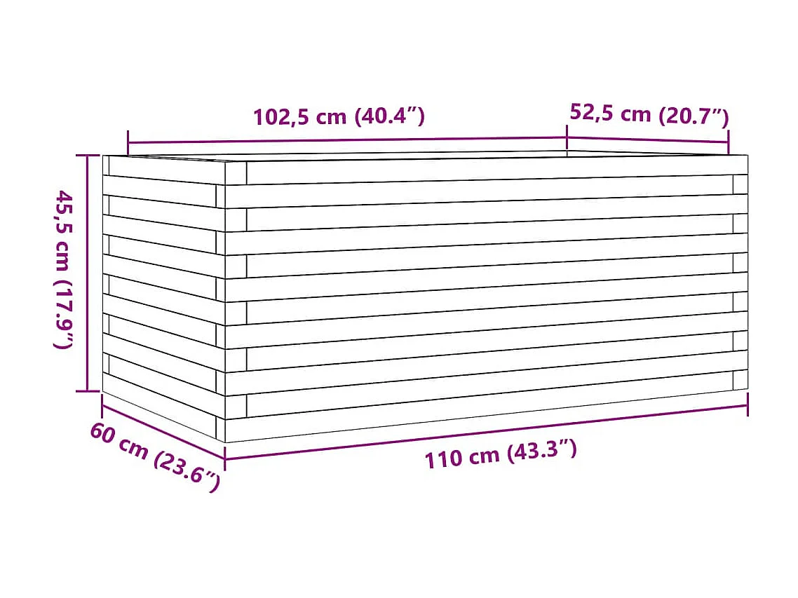 Jardinière 110x60x45,5 cm bois massif de douglas