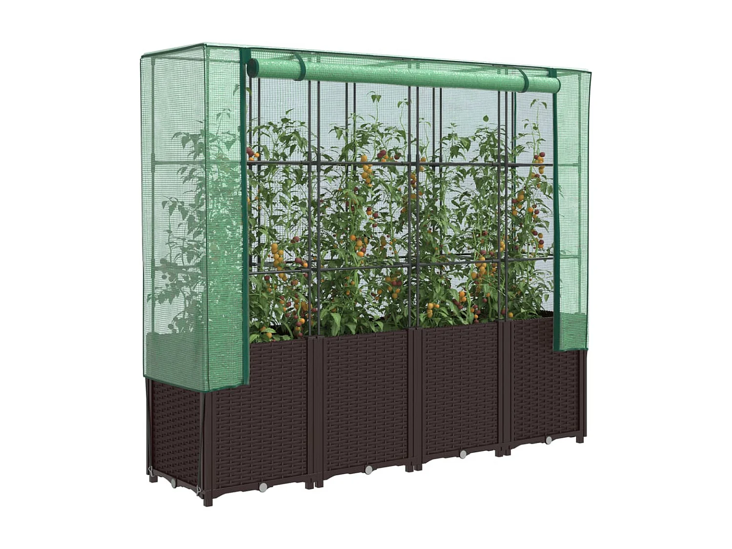 Letto Rialzato con Copertura Serra Effetto Rattan 160x40x153 cm