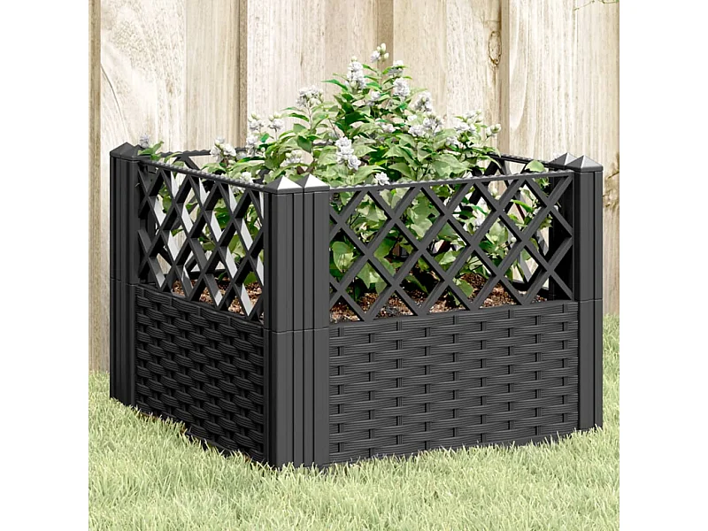 Fioriera da Giardino con Picchetti Nera 43,5x43,5x43,5 cm PP