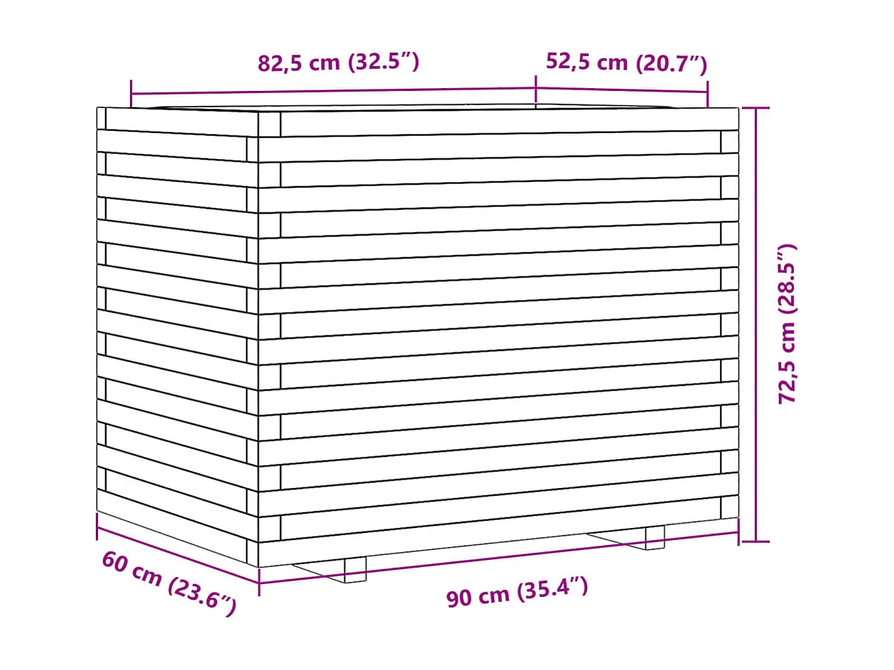 Vaso/floreira de jardim 90x60x72,5 cm madeira de douglas maciça