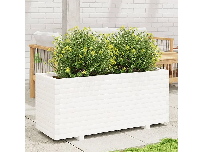 Jardinera madera maciza de pino blanco 110x40x49,5 cm