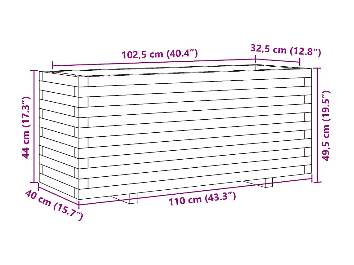 Jardinière blanc 110x40x49,5 cm bois de pin massif