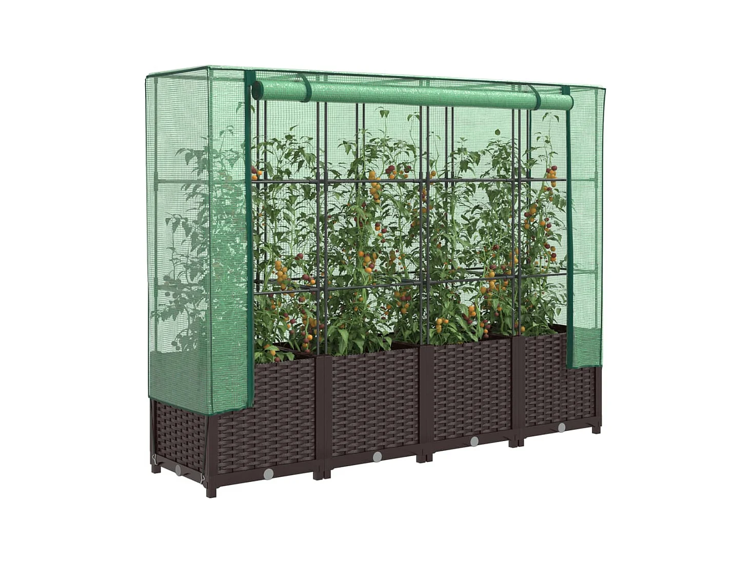 Jardinière surélevée avec housse aspect rotin 160x40x138 cm