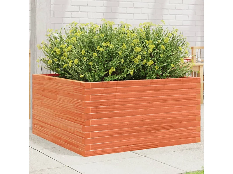 Jardinière cire marron 90x90x46 cm bois de pin massif