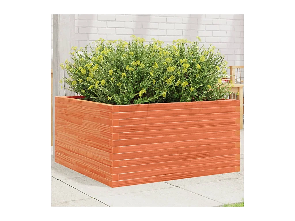 Jardinière cire marron 90x90x46 cm bois de pin massif