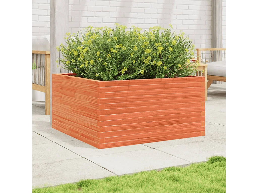 Jardinière cire marron 90x90x46 cm bois de pin massif