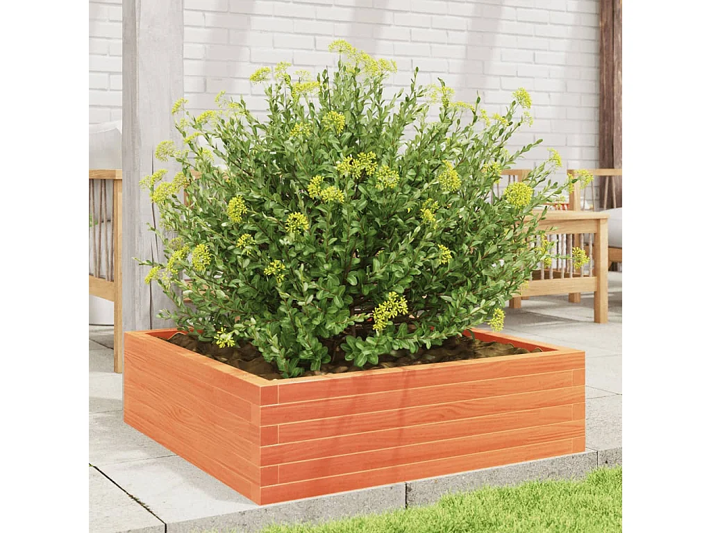 Vaso/floreira de jardim 80x80x23 cm pinho maciço castanho-mel