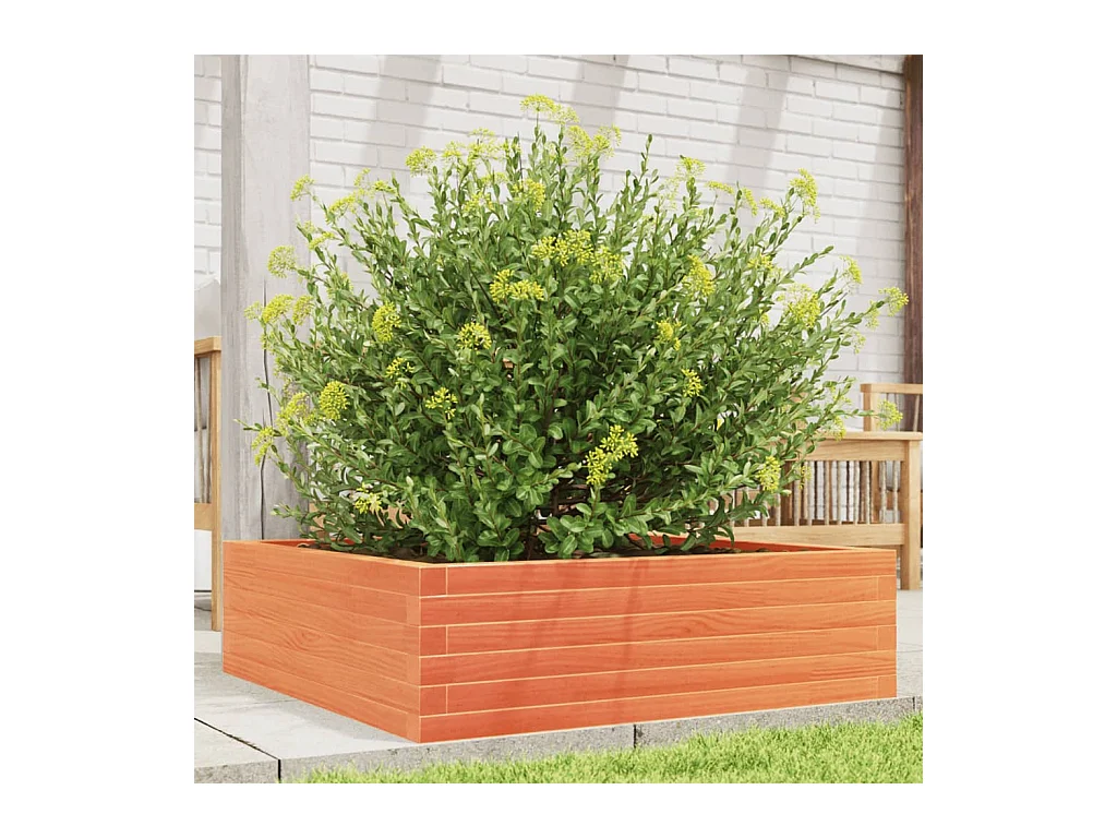 Jardinière cire marron 80x80x23 cm bois de pin massif