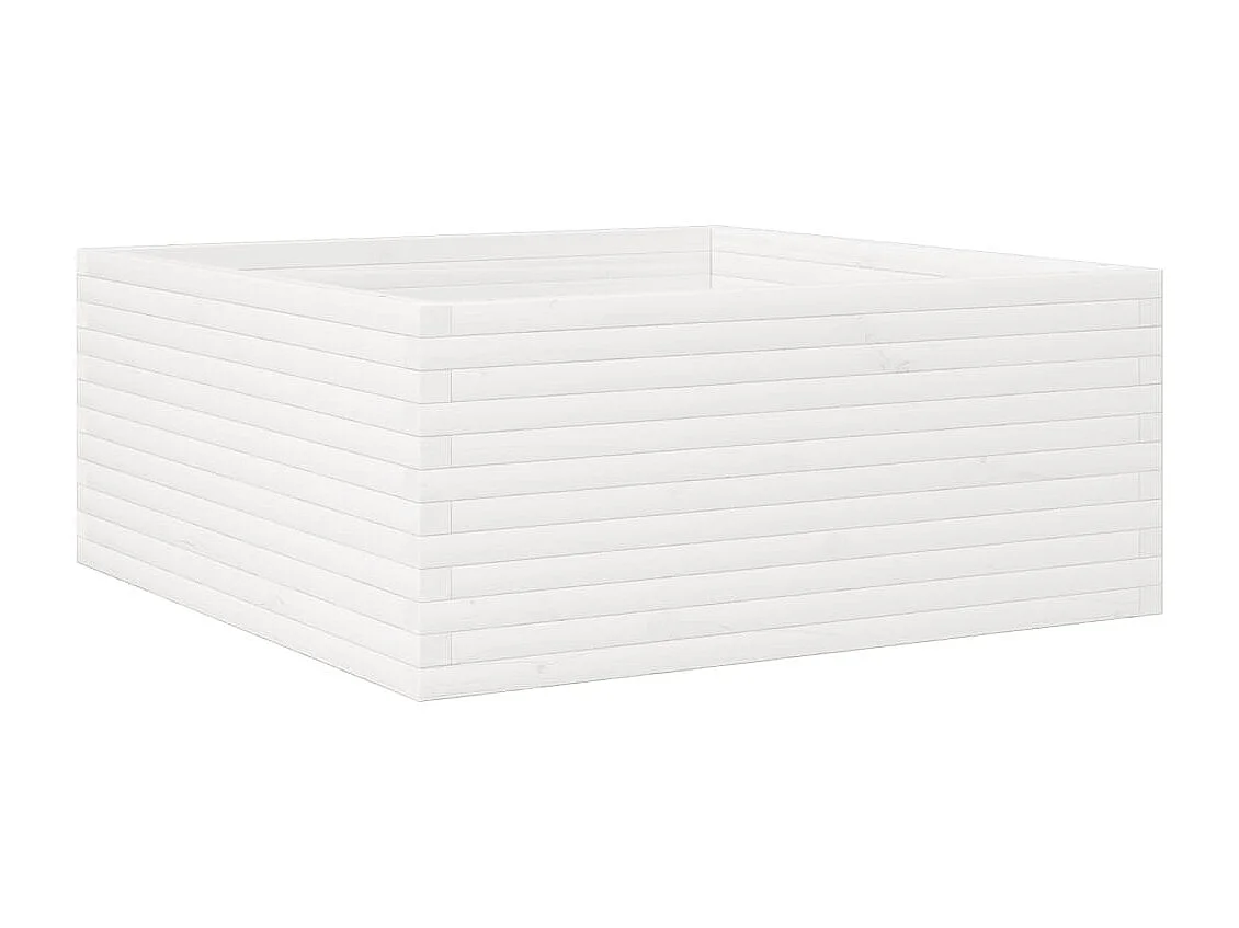 Jardinière blanc 110x110x46 cm bois de pin massif