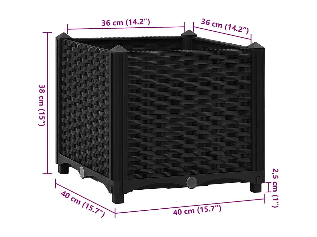 Lit surélevé 40x40x38 cm Polypropylène