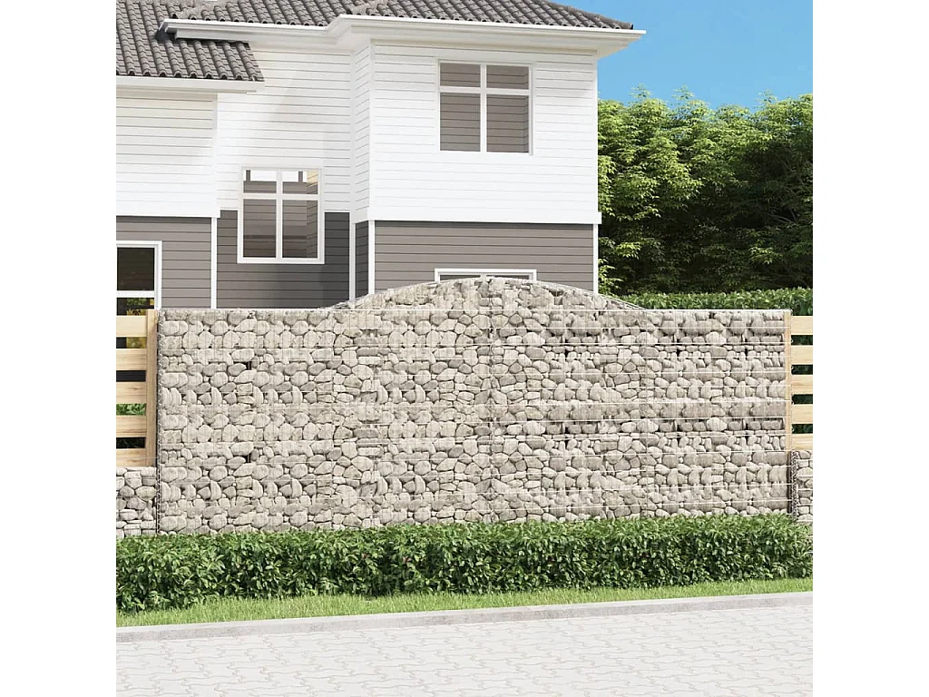 Paniers à gabions arqués 7 pcs 400x30x160/180 cm Fer galvanisé