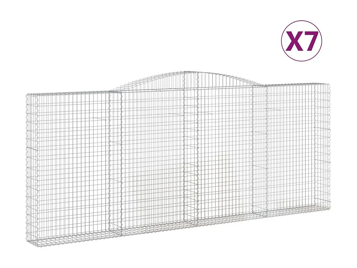 Paniers à gabions arqués 7 pcs 400x30x160/180 cm Fer galvanisé