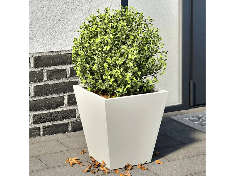 Fioriere da Giardino 2 pz Bianche 30x30x30 cm in Acciaio