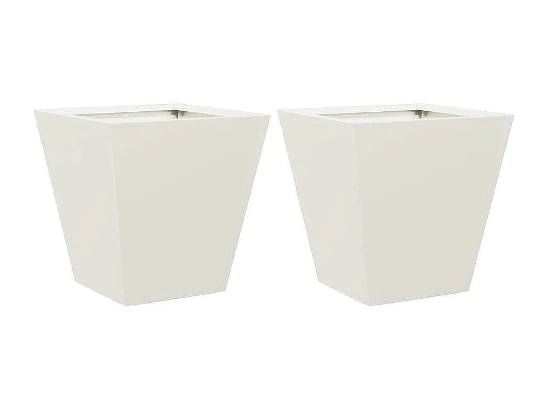 Fioriere da Giardino 2 pz Bianche 30x30x30 cm in Acciaio