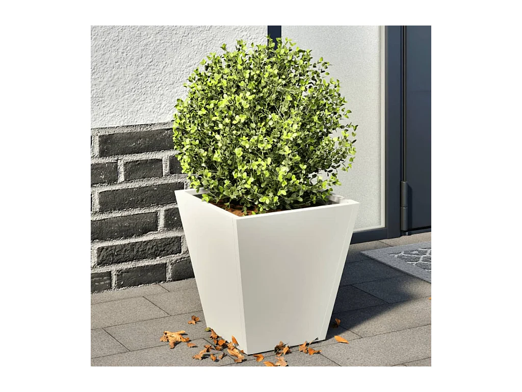 Fioriere da Giardino 2 pz Bianche 30x30x30 cm in Acciaio