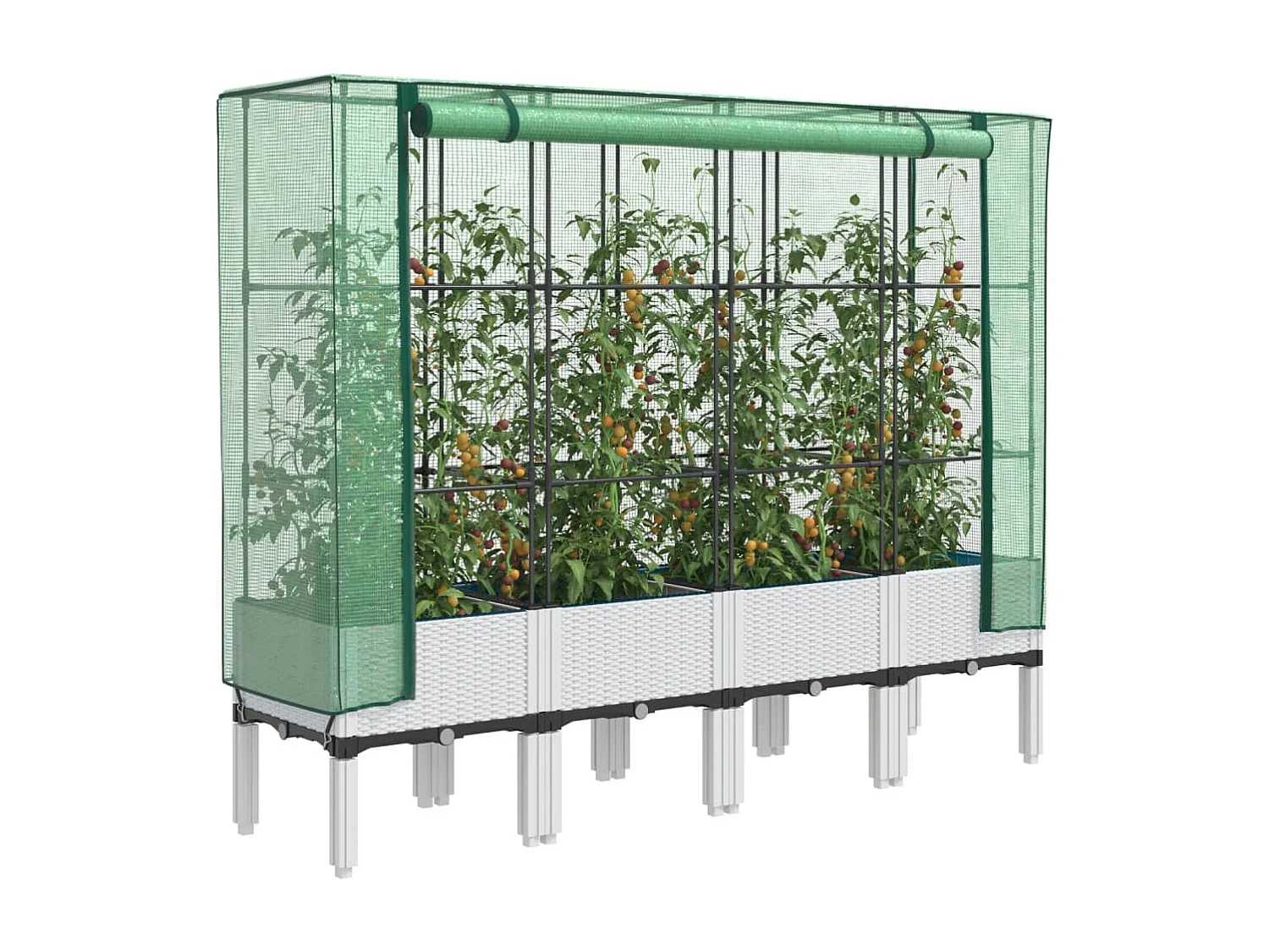 Jardinière surélevée avec housse aspect rotin 160x40x140 cm