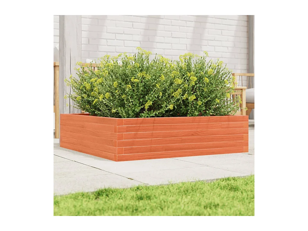 Fioriera Giardino Marrone Cera 90x90x23 cm Legno Massello Pino