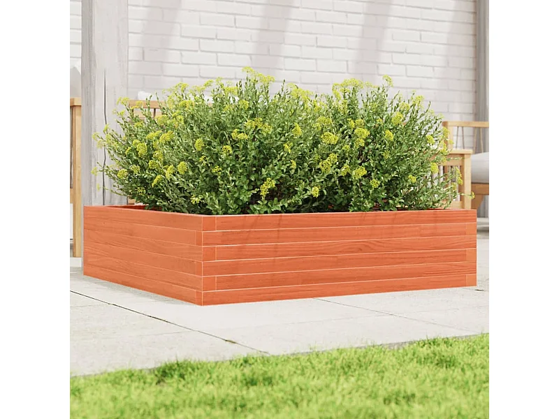 Jardinière cire marron 90x90x23 cm bois de pin massif