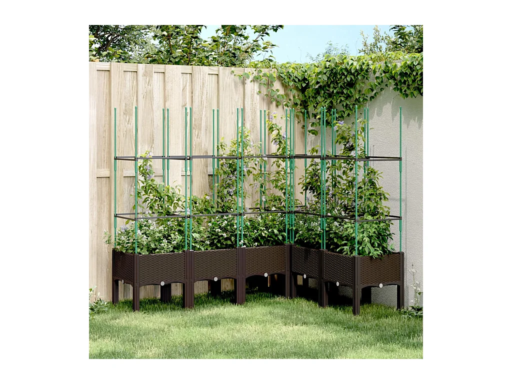 Pflanzkübel mit Rankgitter Braun 160x120x142,5 cm PP