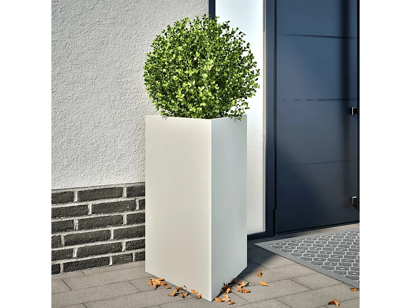 Fioriera da Giardino Bianca Triangolare 50x43x75 cm in Acciaio