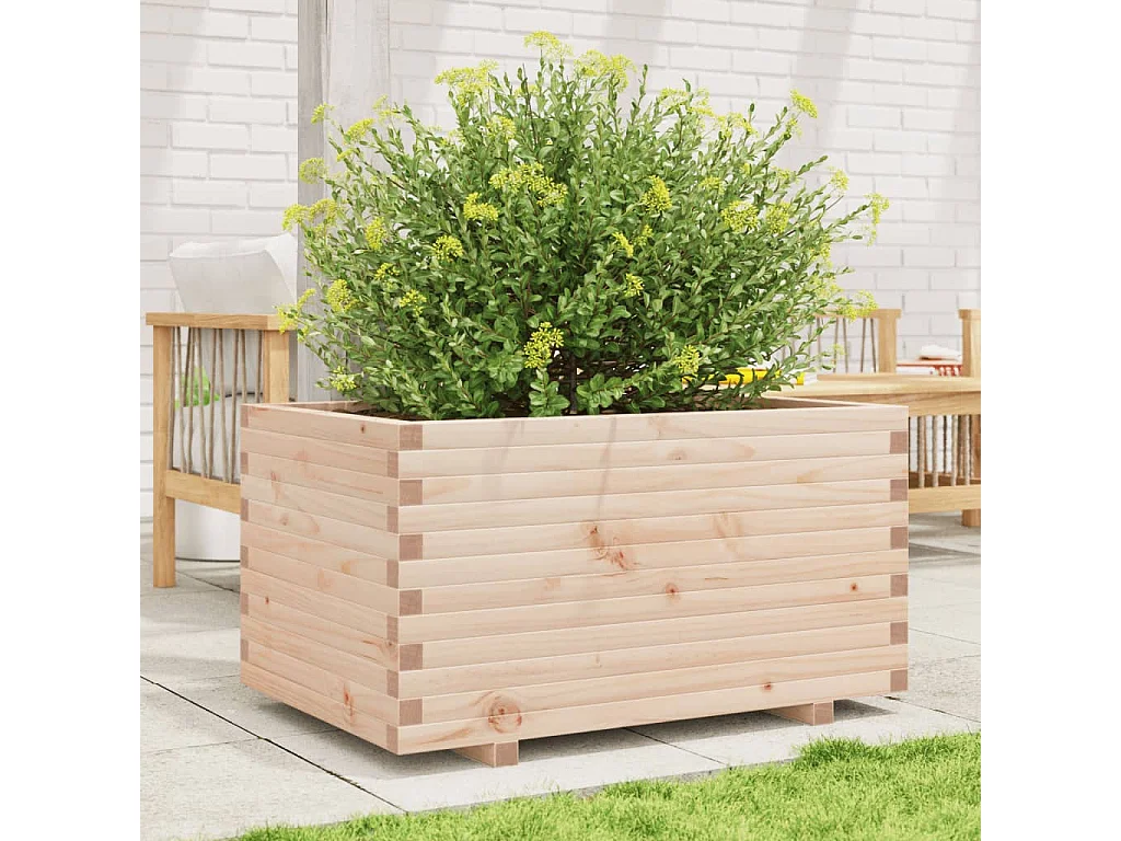 Jardinera madera maciza de pino 90x60x49,5 cm