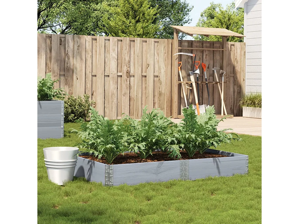 Jardinière gris 150x100 cm bois de pin massif