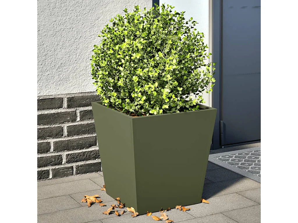 Jardinières 2 pcs vert olive 40x40x40 cm acier