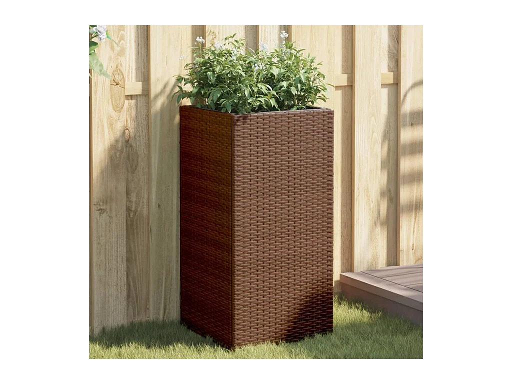 Plantenbak 40x40x80 cm poly rattan bruin