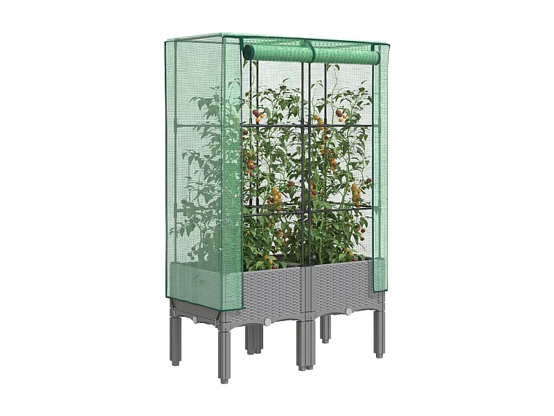 Letto Rialzato con Copertura Serra Effetto Rattan 80x40x140 cm