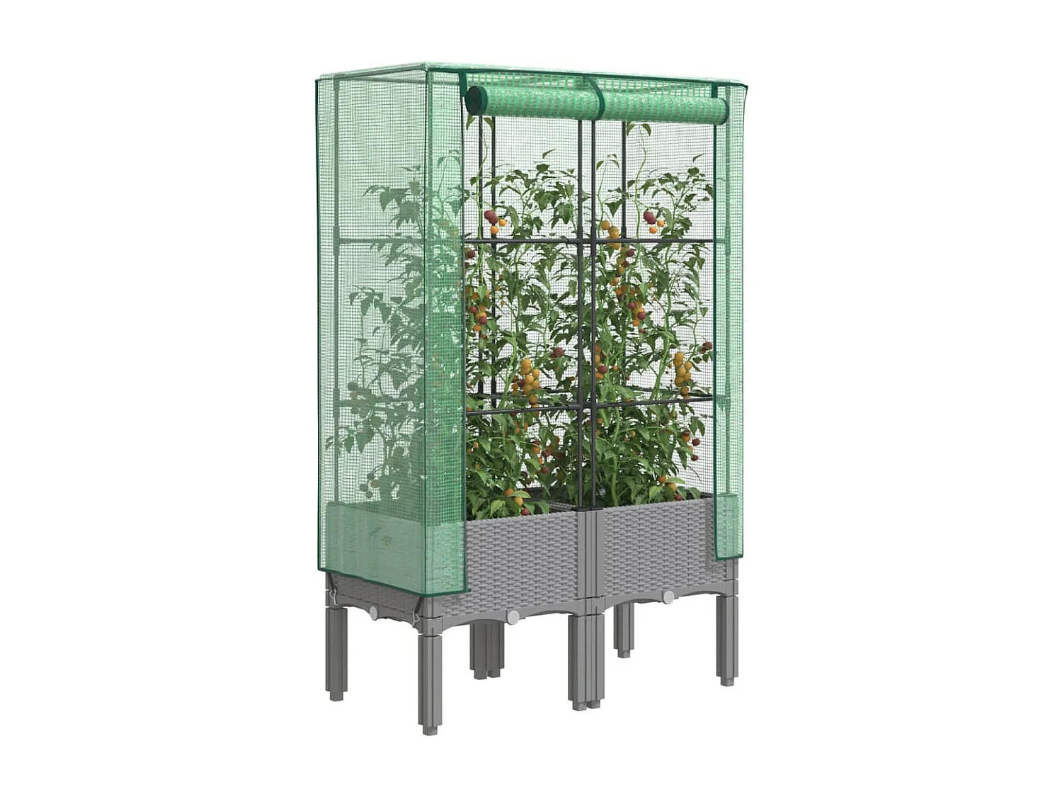 Letto Rialzato con Copertura Serra Effetto Rattan 80x40x140 cm