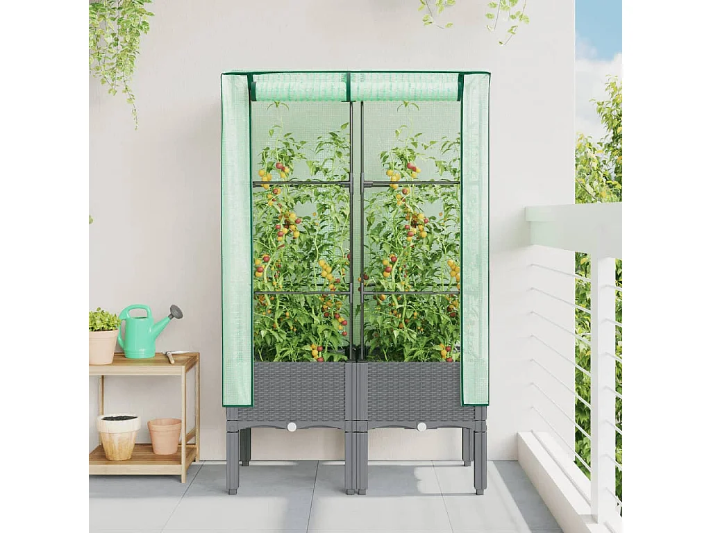 Letto Rialzato con Copertura Serra Effetto Rattan 80x40x140 cm