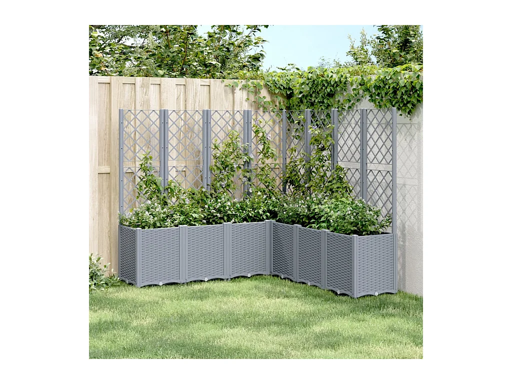 Fioriera Giardino con Traliccio Grigio Blu 160x160x140 cm PP