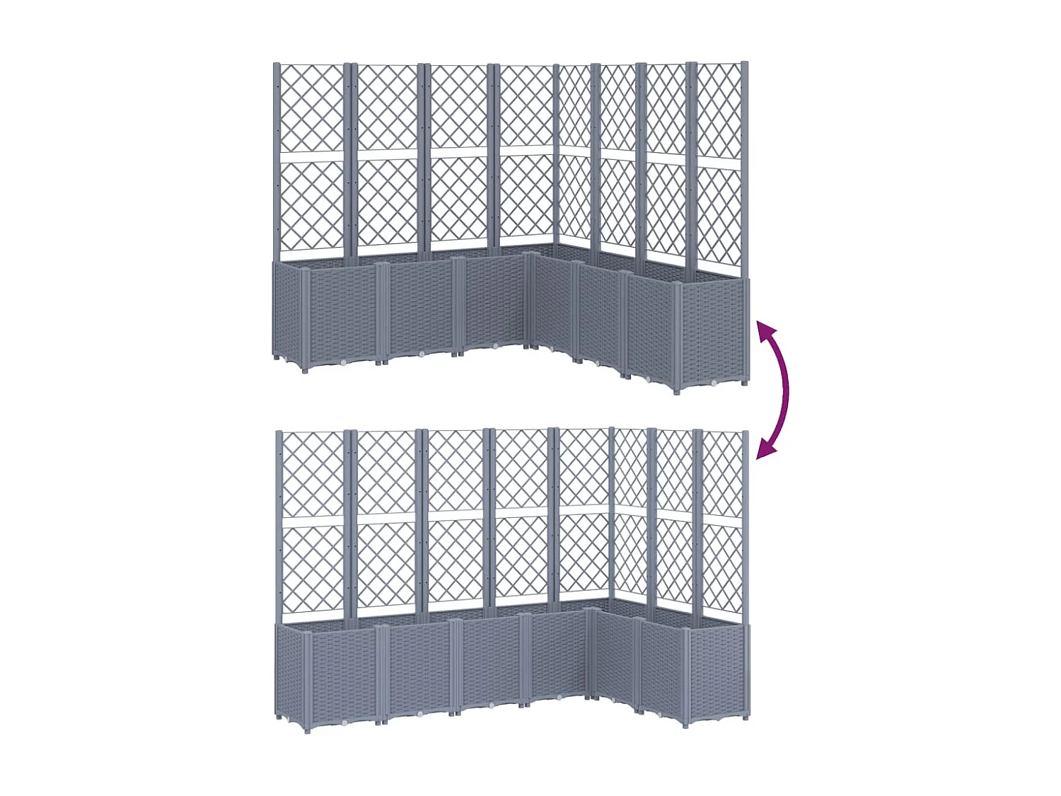 Jardinière avec treillis bleu gris 160x160x140 cm PP